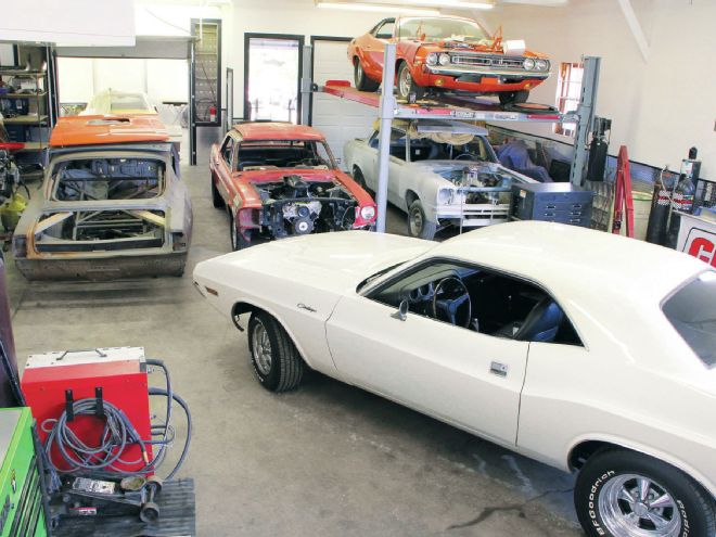 Hotrod cars customized inside SharaDon Performance shop in Hugo Minnesota.